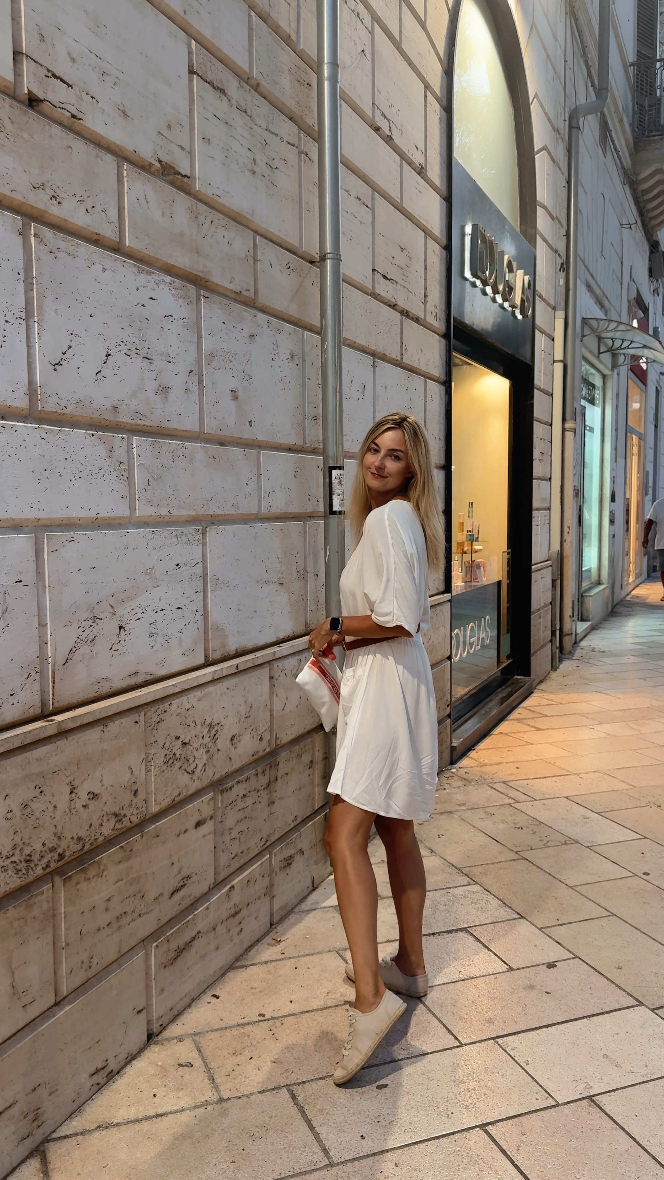Euro summer outfit 

White dress, vacation dress, summer dress, Italy, Dior bag, woven espadrilles, summer evening, coastal style 

#LTKVideo #LTKStyleTip #LTKTravel