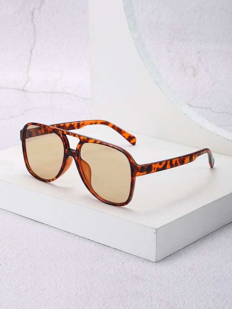 Tortoiseshell Frame Top Bar Fashion Glasses | SHEIN