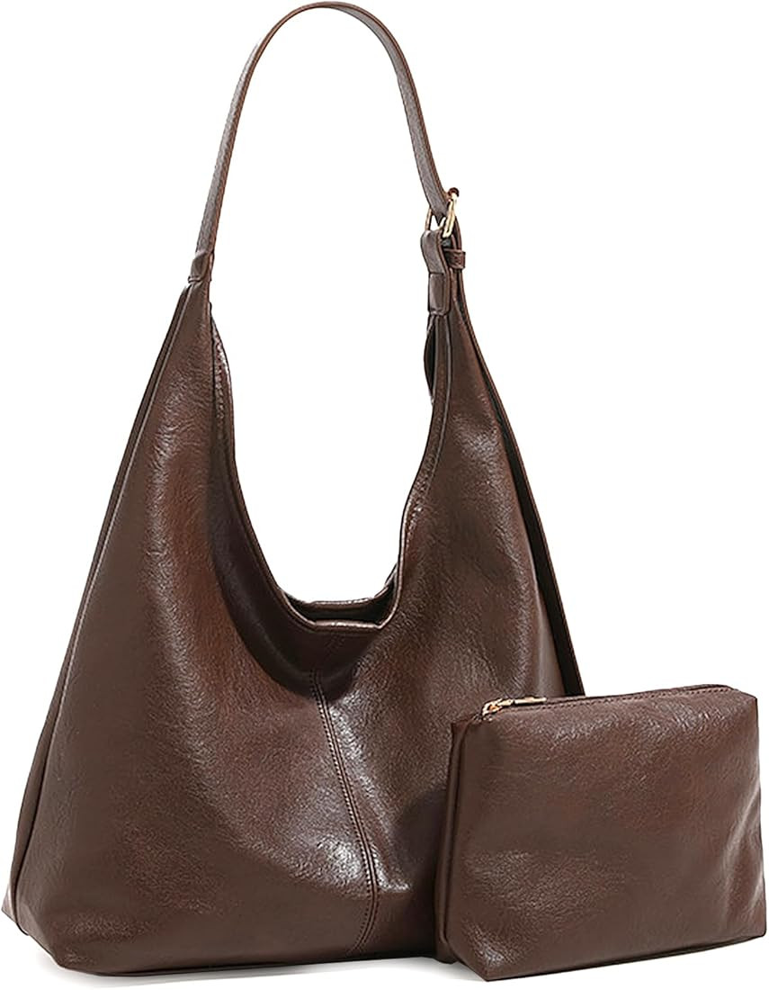 Amazon.com: JueiXeoy Hobo Bags for Women Slouchy Tote Bag Crossbody Purses 2PCS Retro Vegan Leath... | Amazon (US)