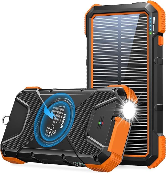 BLAVOR Solar Power Bank, ????? ???.? Fast Charging 10W Wireless Charge... | Amazon (US)