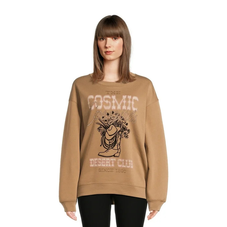 Cosmic Cowgirls Women's Juniors Graphic Fleece Sweatshirt with Long Sleeves, Sizes XS-XXXL | Walmart (US)