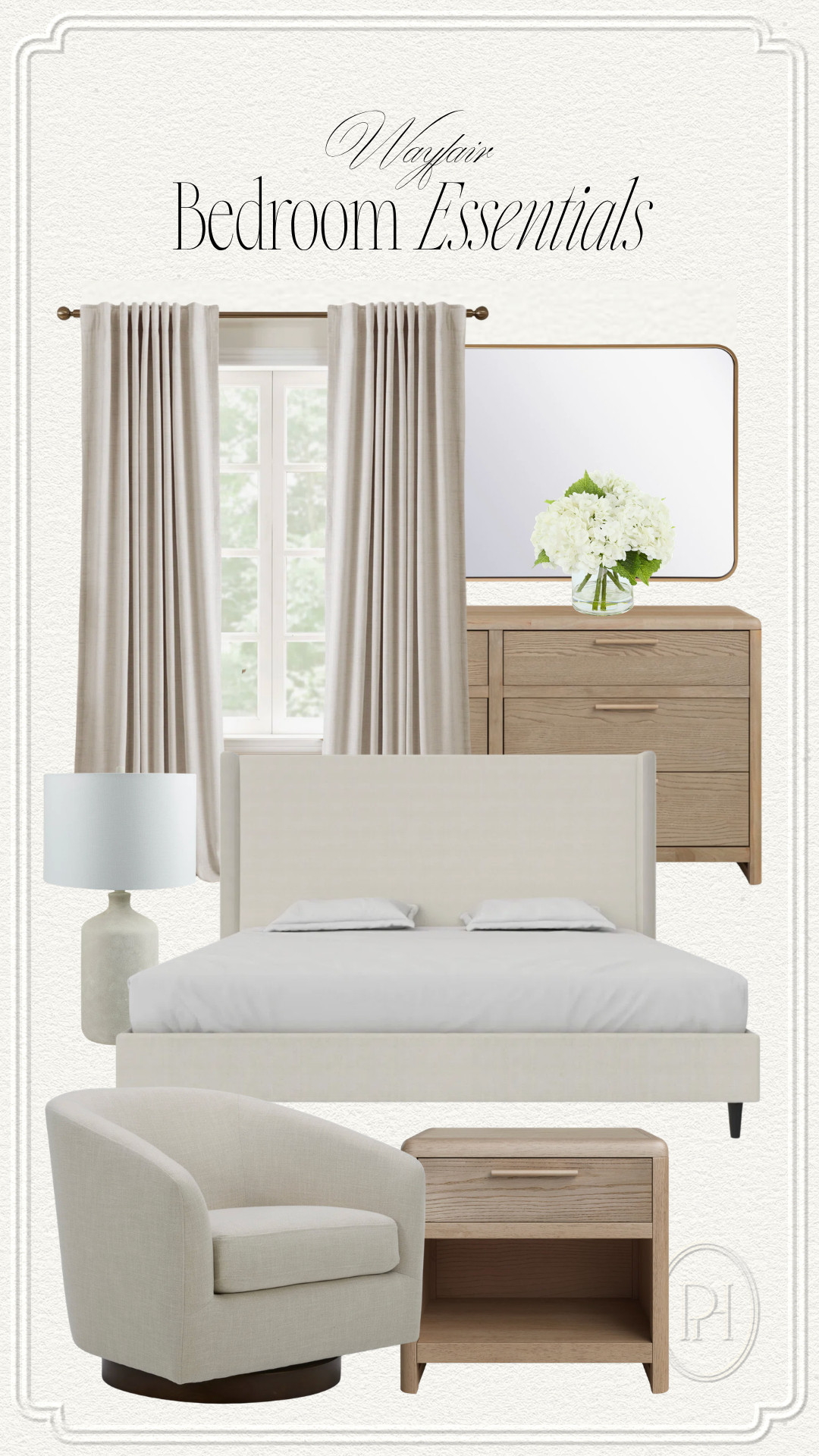 Classic neutral finds for the bedroom from Wayfair!

neutral home, neutral bedroom, upholstered bed frame, neutral curtains, neutral dresser, neutral nightstand, bedside table, accent table, side table, off-white chair, swivel accent chair, neutral bed, table lamp, wall mirror, vanity mirror, faux florals, floral stems, home decor, home accents 

 #LTKSeasonal #LTKHome