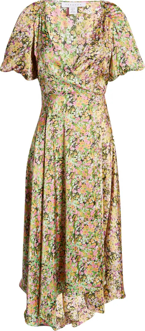 Topshop Floral Puff Sleeve Midi Dress | Nordstrom | Nordstrom