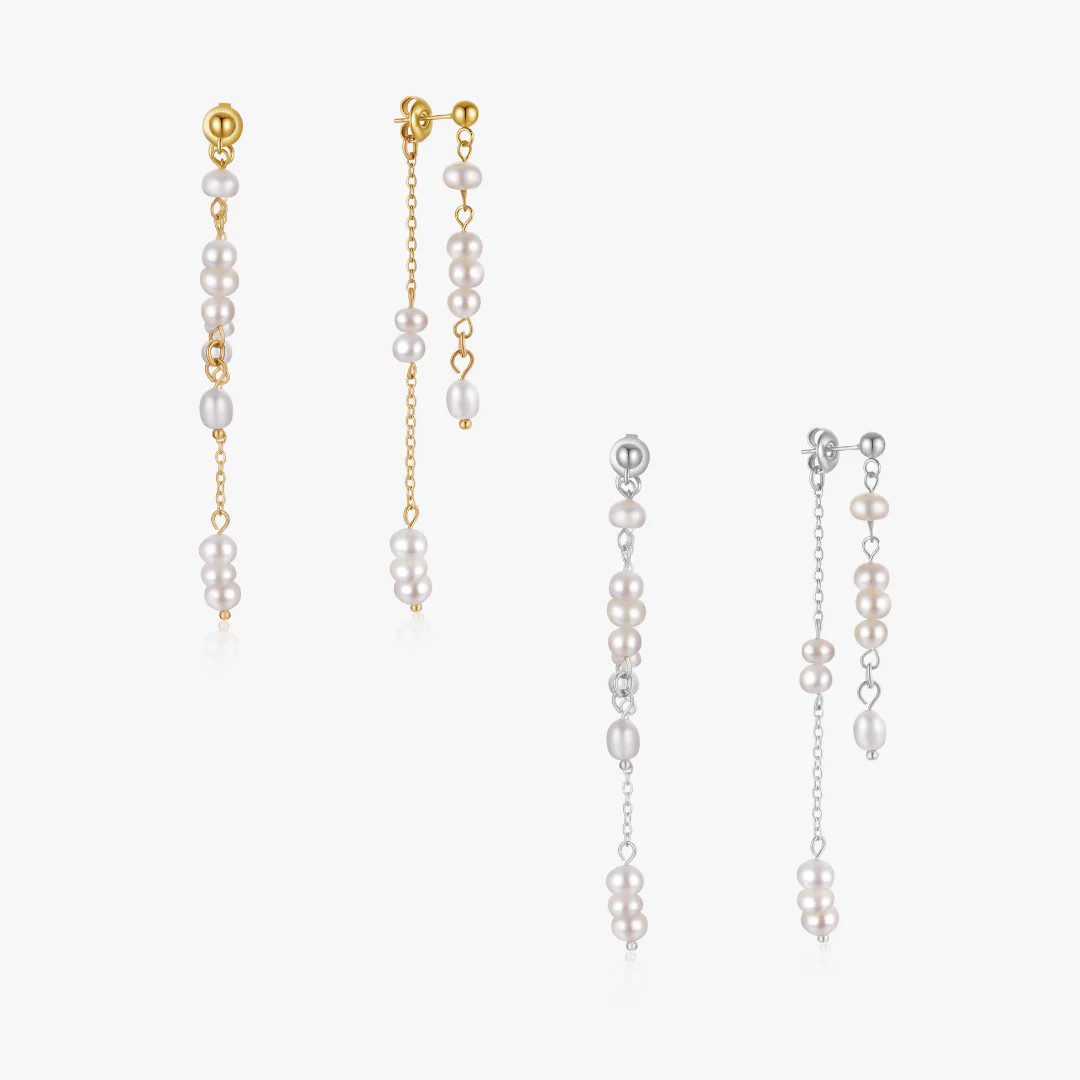 Amber Dangling Pearl Earrings | Flaire & Co.