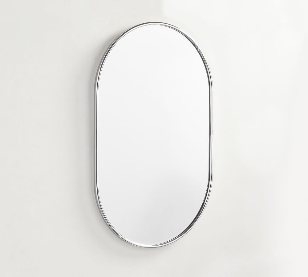 Chrome Vintage Pill Shape Mirror, 24x38&amp;quot; with D-Ring Mount | Pottery Barn (US)