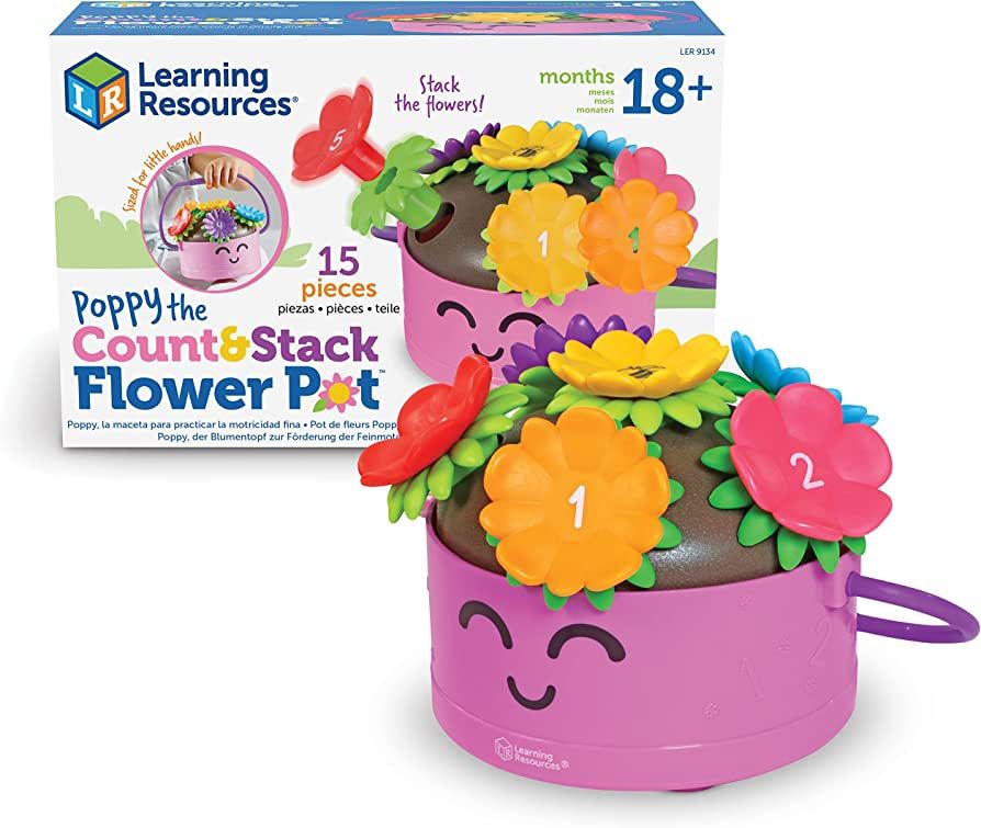 Learning Resources Poppy The Count & Stack Flower Pot - 15 Pieces, Ages 18+ Months Toddler Learning  | Amazon (US)