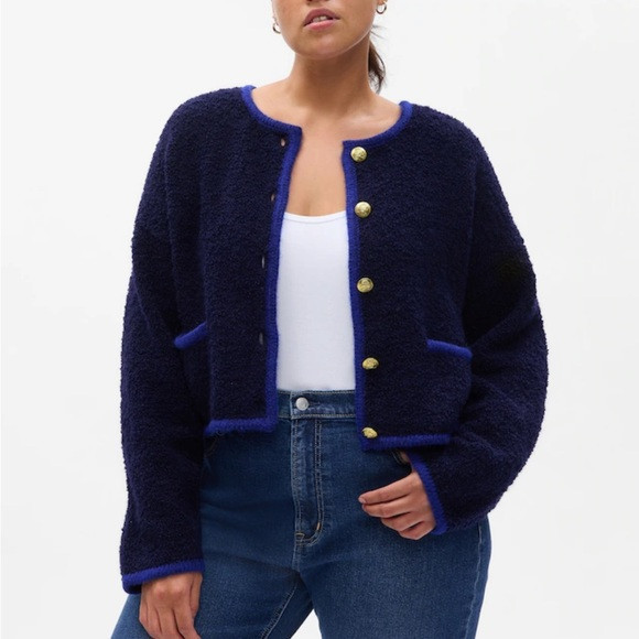 Gap Navy Boucle Cardigan Jacket Petite XS | Poshmark