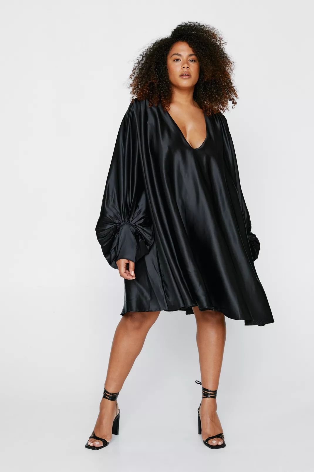 Plus Size Satin Batwing Swing Mini Dress | Nasty Gal (US)