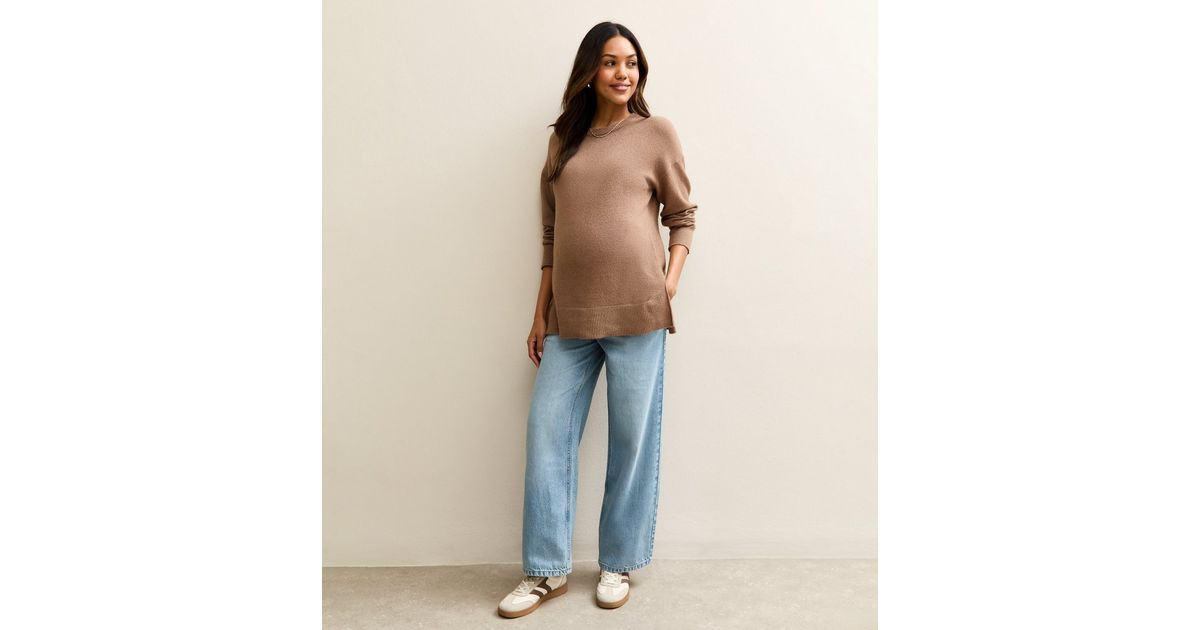 Maternity Light Blue Wide Leg Drawstring Waist Jeans | New Look | New Look (UK)