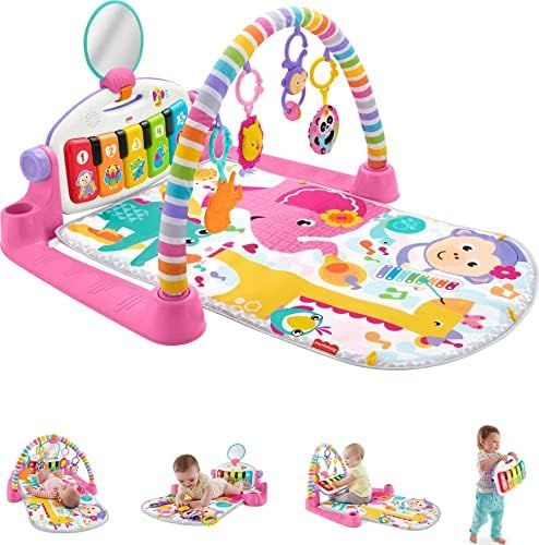 Fisher-Price Deluxe Kick & Play Piano Gym, Pink, Baby Activity Playmat With-Toy Piano, Lights, Mu... | Amazon (US)