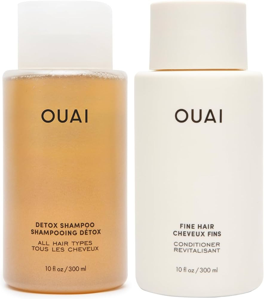 OUAI Detox Shampoo & Fine Hair Conditioner Bundle - Clarifying Shampoo for Build Up, Dirt, Oil, P... | Amazon (US)