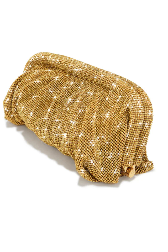 Miss Lola | Gala Nights Gold Fully Embellished Evening Bag | MISS LOLA