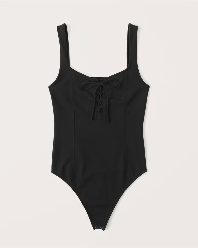 Lace-Up Corset Seamless Fabric Bodysuit | Abercrombie & Fitch (US)