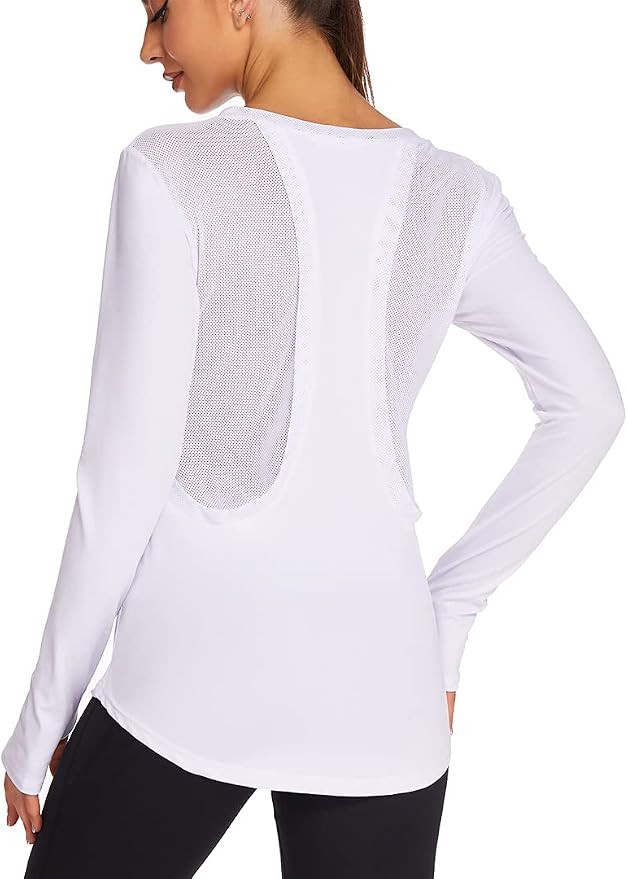 PINSPARK Long Sleeve Workout Tops for Women Breathable Hiking Shirts with Thumbholes Loose Fit At... | Amazon (US)