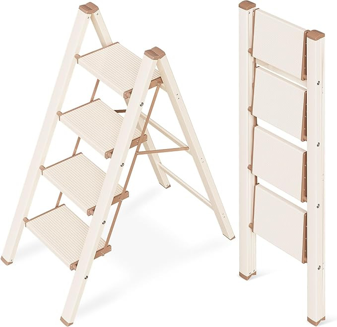 GameGem 4 Step Ladder, Aluminum Folding Step Stool with Anti-Slip Sturdy and Wide Pedal, Lightwei... | Amazon (US)