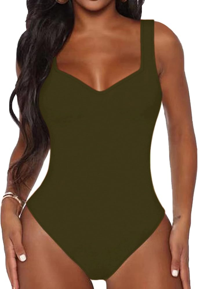 BelleLovin Women's Sweetheart Square V Neck sleeveless Tank Tops Bodysuits | Amazon (US)