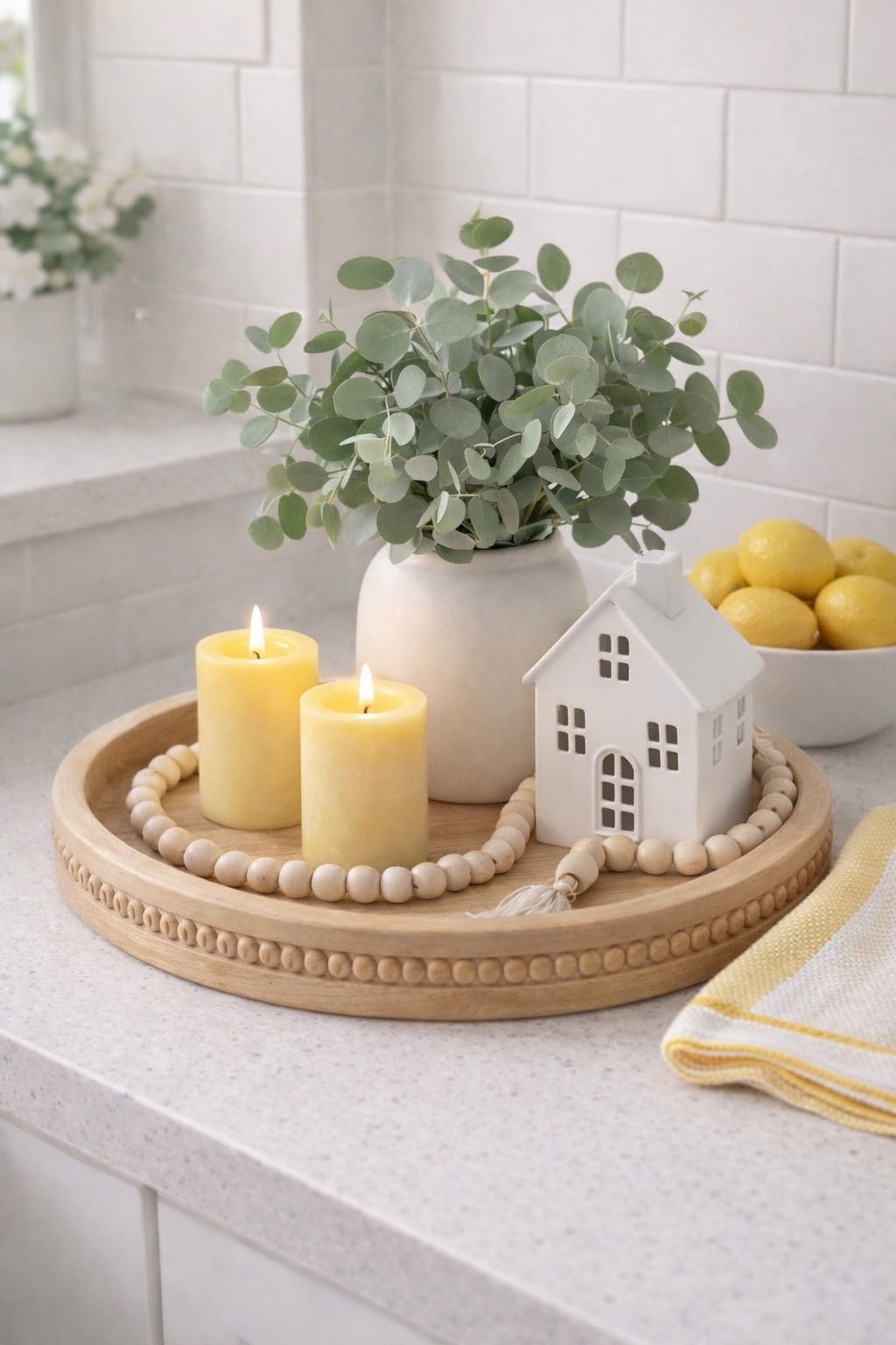 A little spring in the kitchen 🍋🤍
Simple tray styling with candles, eucalyptus, and fresh lemons.
Linked similar pieces 🤍

Michelle Schwitters | Soft Hosting Collection 🤍
#SoftHostingCollection 

#LTKSeasonal #LTKHome #LTKOver40