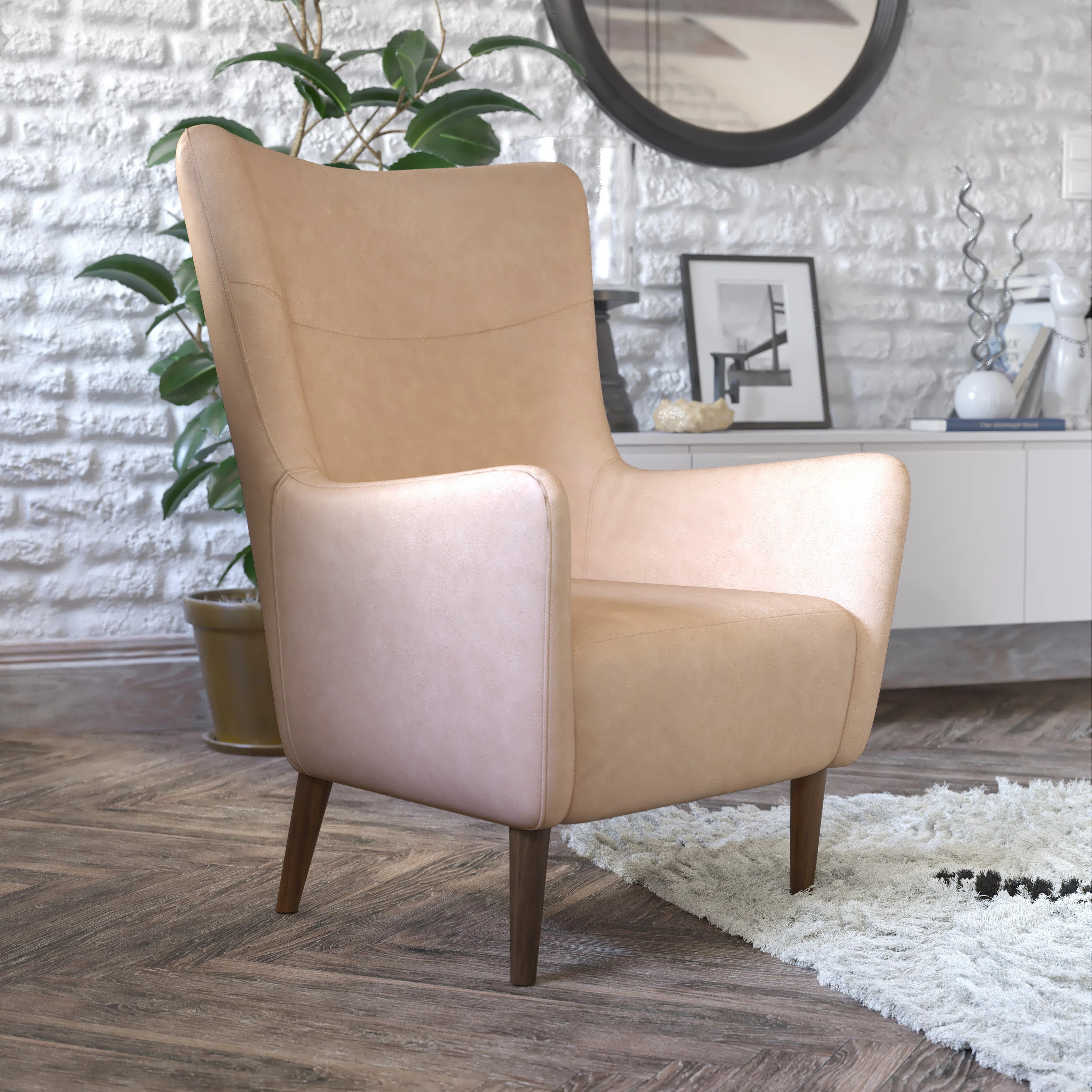 Anniemae Commercial Upholstered Wingback Accent Chair with Wooden Frame and Legs | Wayfair North America