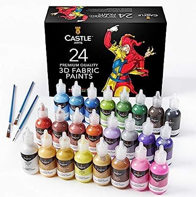 Castle Art Supplies 24 3D Fabric Paints Set for Children Adults Artists | Perfect for Clothing Ca... | Amazon (US)