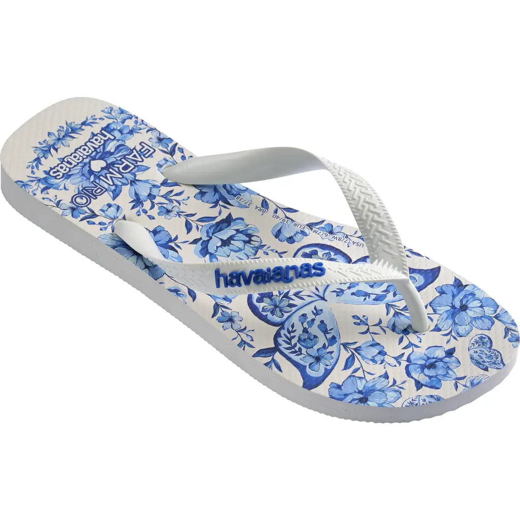 Havaianas x FARM Rio Porcelain Garden Flip Flop in White at Nordstrom, Size 9 | Nordstrom
