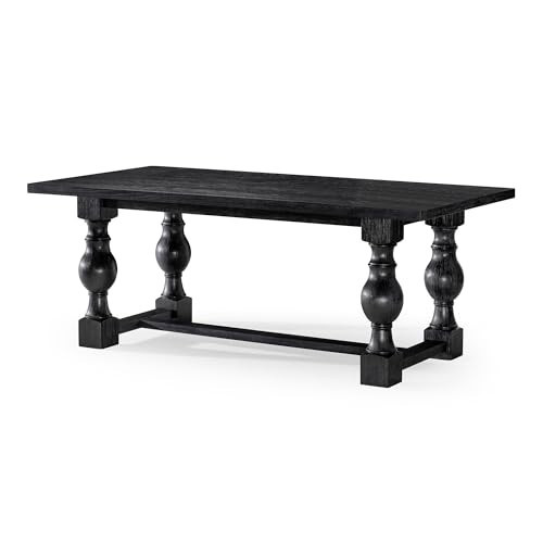 Maven Lane Leon Traditional Rectangle Wooden Dining Table for Modern Home Kitchen or Large Dinette in Rustic Antiqued Black Finish | Amazon (US)