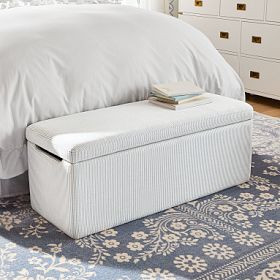 Eco Performance Textured Weave Oatmeal End-of-Bed Storage Bench (42.5") | Pottery Barn Teen