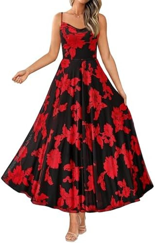BTFBM Women Summer Floral Maxi Dresses Elegant Spaghetti Strap Dress Printed Party Dress Beach Lo... | Amazon (US)