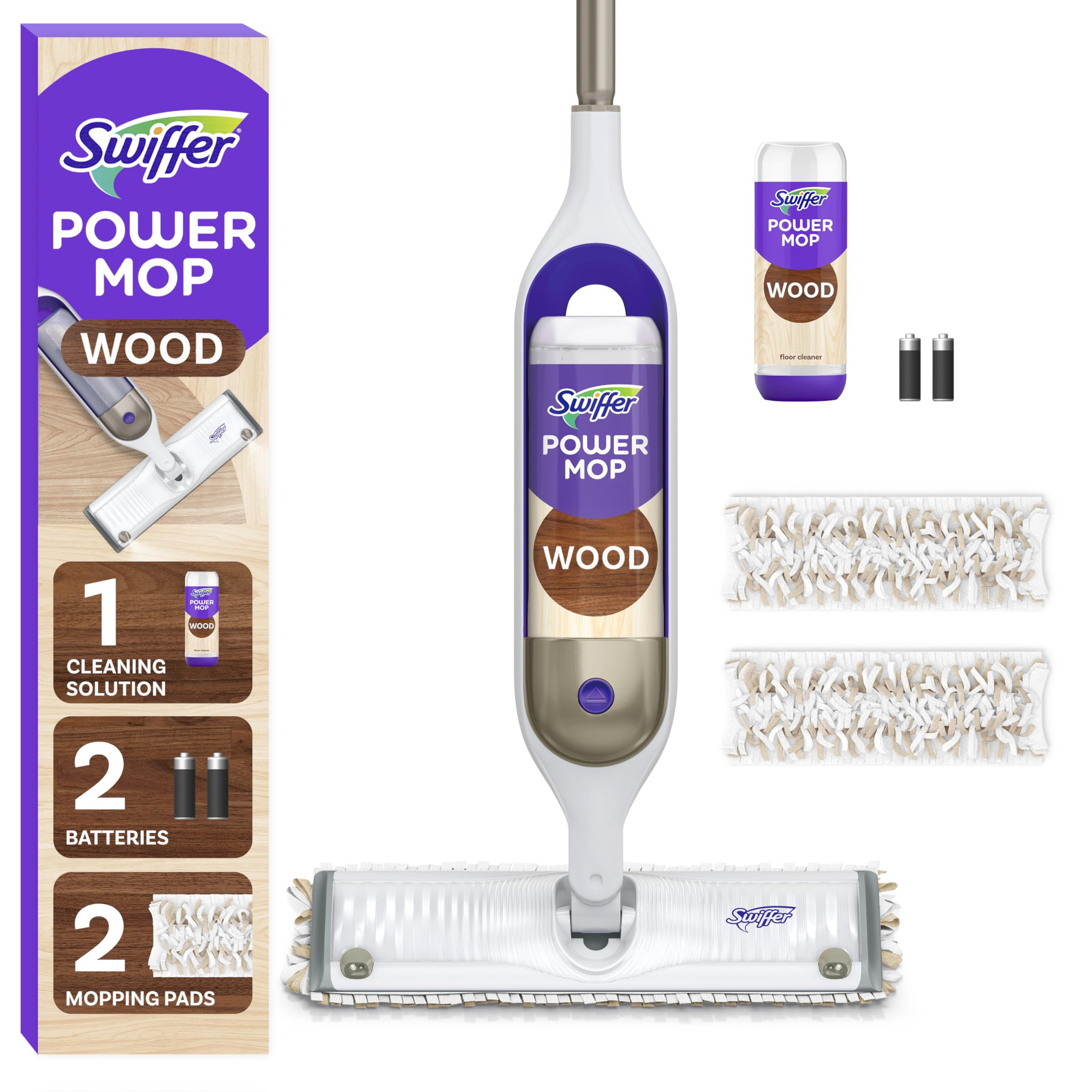 Swiffer Power Mop Wood, Hardwood Floor Cleaner for Mopping Home, Bathroom, Kitchen, All Purpose M... | Amazon (US)