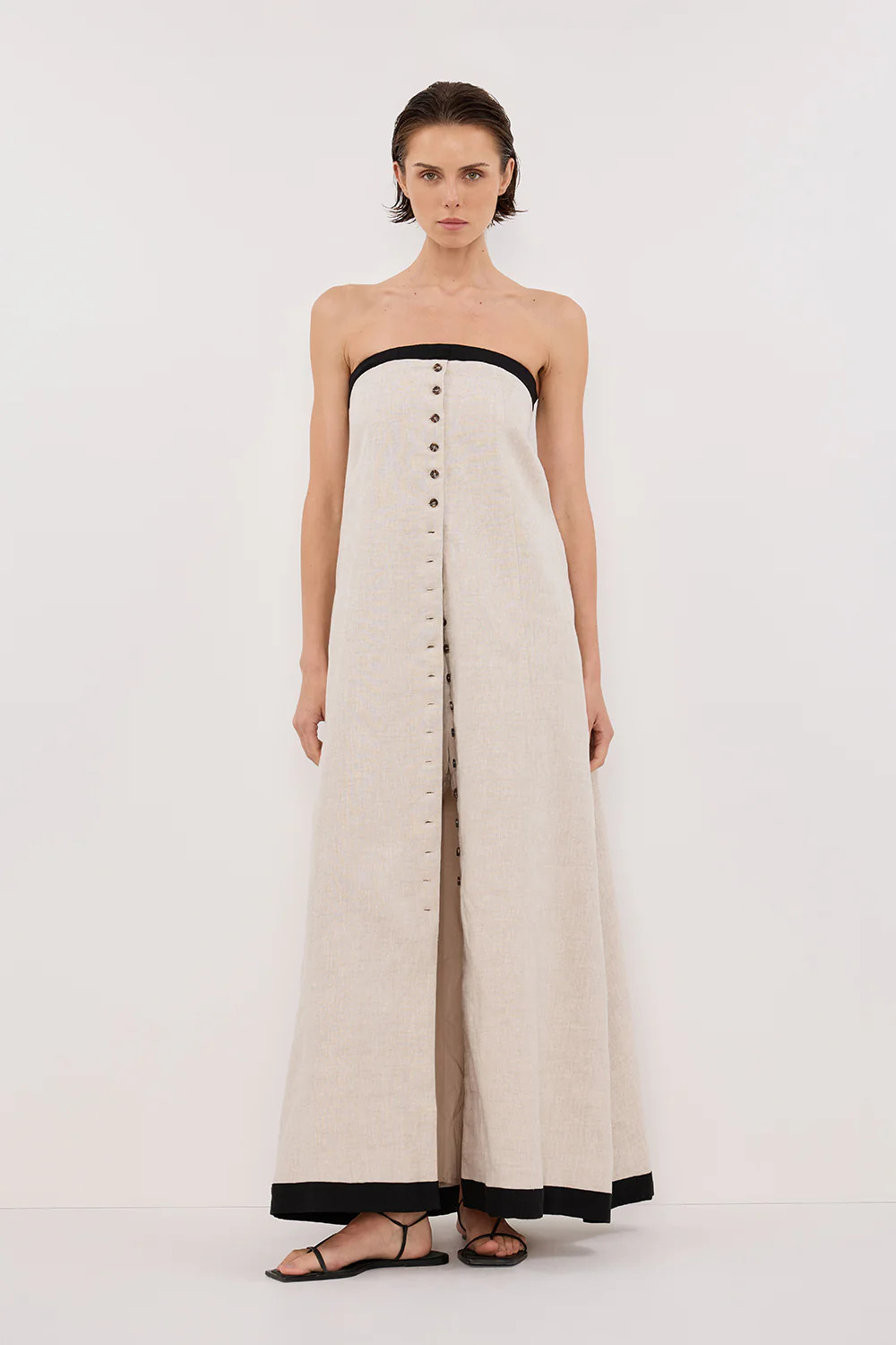 EBONY NATURAL STRAPLESS MIDI DRESS | DISSH