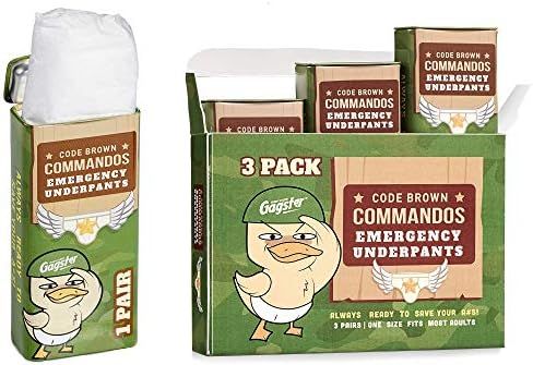 Gagster Code Brown Commandos Emergency Underpants in a Can 3 Pairs - Instant Undies in Compact Ti... | Amazon (US)