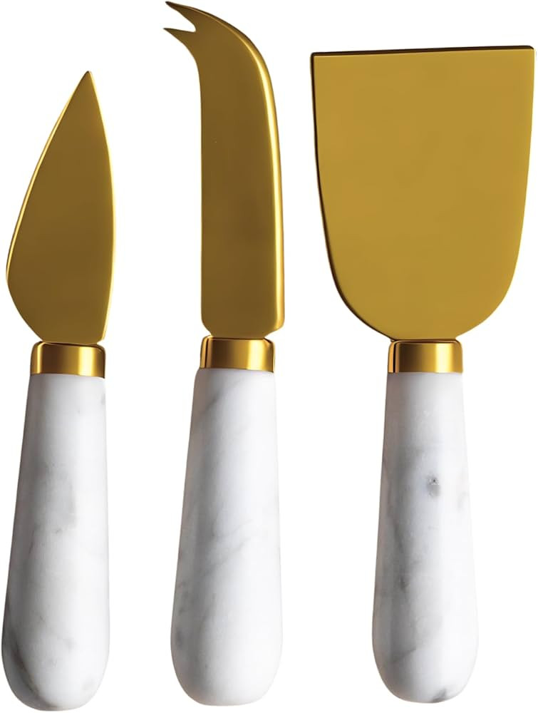 Premium Marble Cheese Knives Set of 3, Gold and White Charcuterie Accessories, Housewarming Gift,... | Amazon (US)