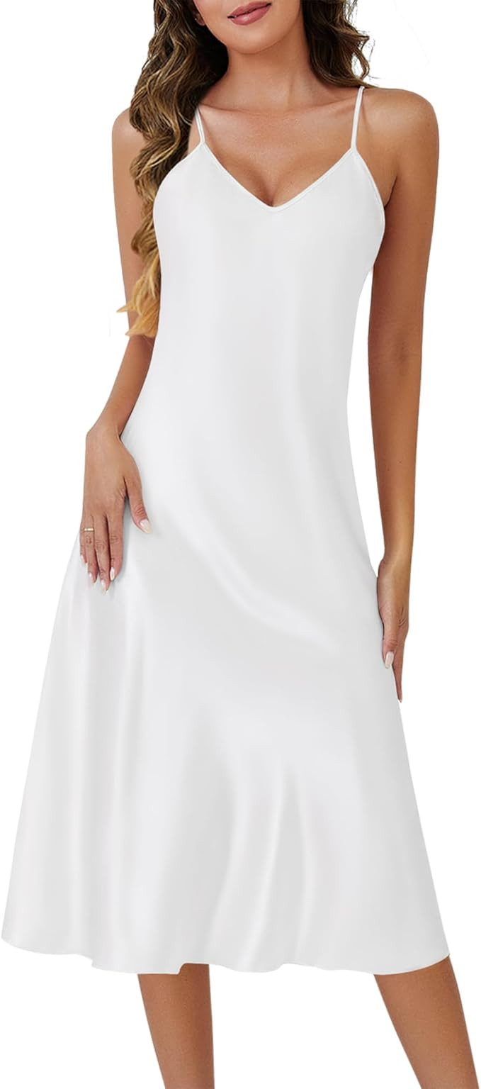 ETOSELL Silk Nightgown for Women Long Satin Sleep Slip Dress Silky Night Dress V Neck Chemise Nig... | Amazon (US)