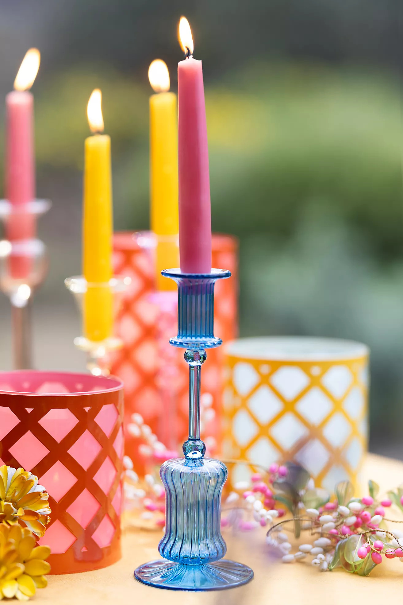 Egyptian Glass Ribbed Taper Holder | Anthropologie (US)