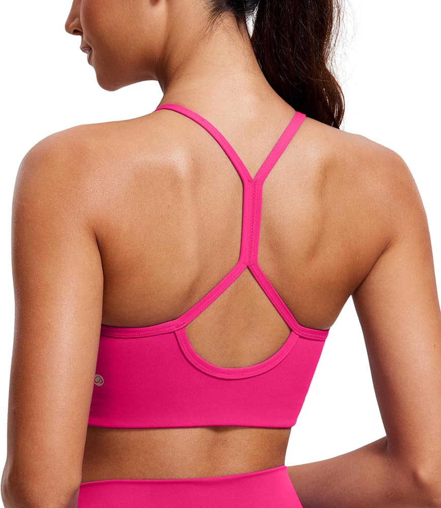 CRZ YOGA Butterluxe Womens High Neck Y Back Sports Bra - Padded Halter Racerback Spaghetti Thin S... | Amazon (US)