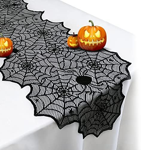 Halloween Table Runner - Black Lace Spider Web Table Runners for Halloween Decor,Vivid Polyester ... | Amazon (US)