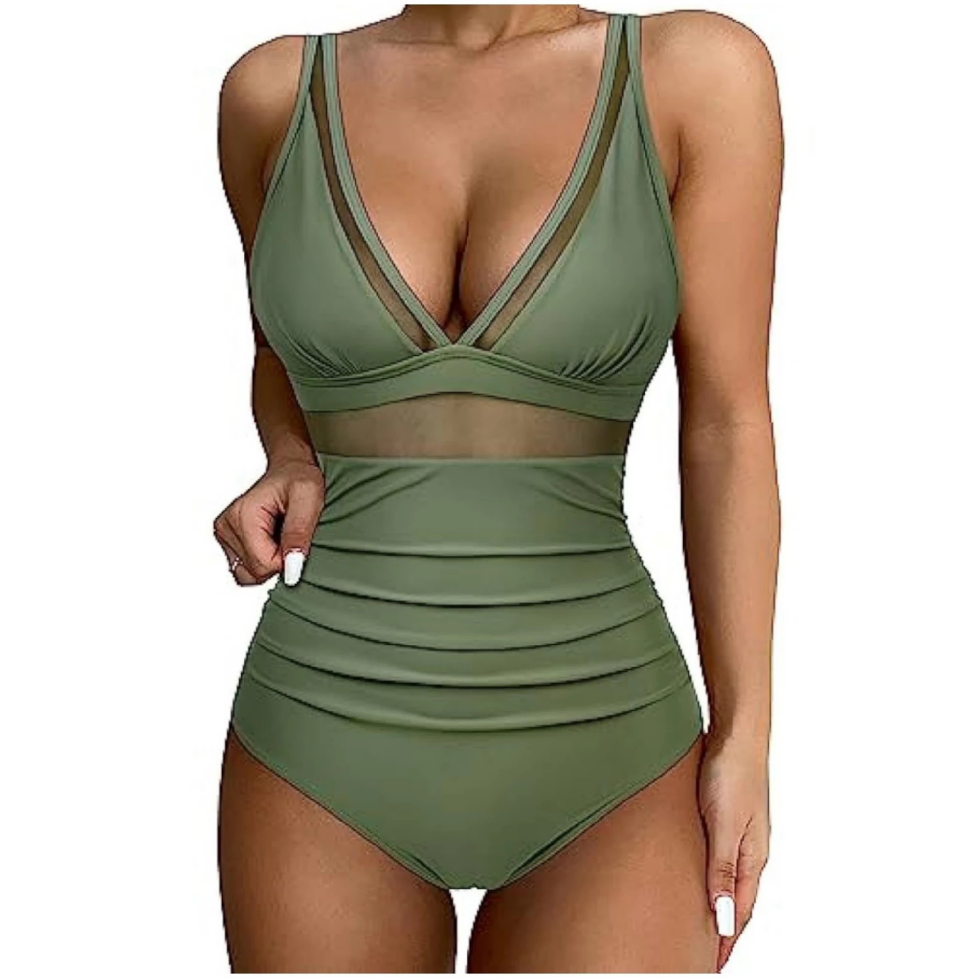 Women One Piece Swimsuits Mesh Tummy Control Swimsuit Push Up High Waisted Swimdress Bathing Suit | Kohl's