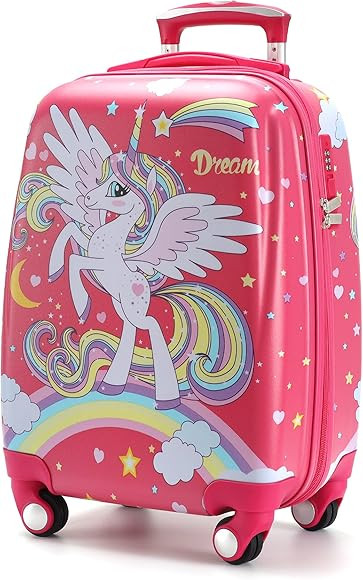 Kids Carry On Luggage Children Rolling Suitcase with 4 Wheels Hardshell Case for Toddler baby Tra... | Amazon (US)