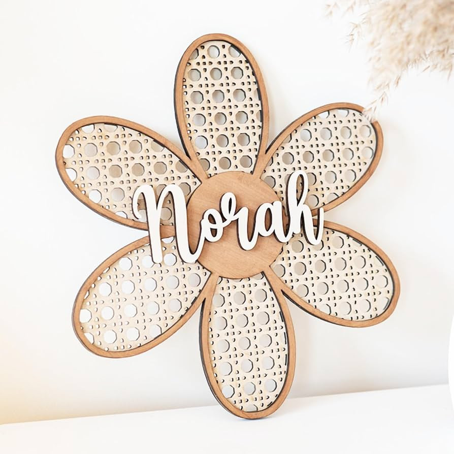 Chillever - Custom Wood Personalized Daisy Wall Decor with Baby Name Sign, Exquisite Nursery Deco... | Amazon (US)
