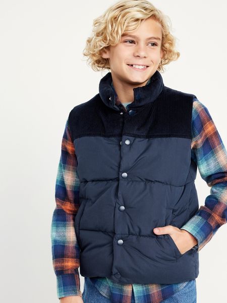 Frost-Free Corduroy-Block Puffer Vest for Boys | Old Navy (US)