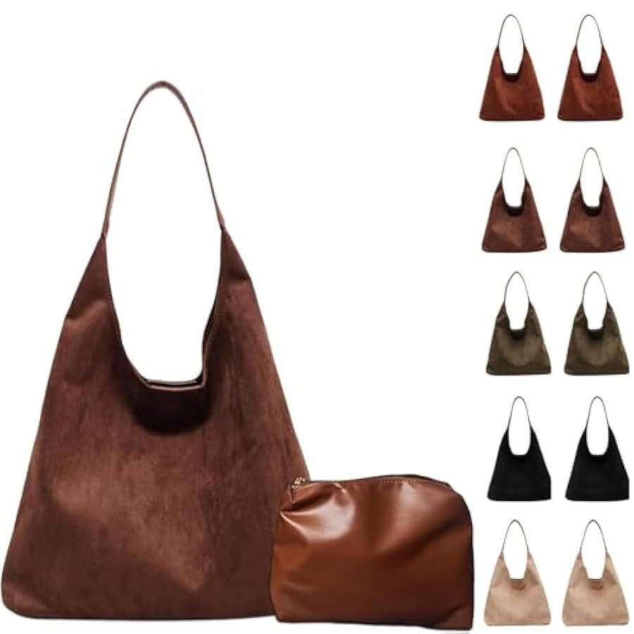 Brown Suede Tote Bag - Women's Shoulder Bag with Suede Tote Option | Amazon (US)