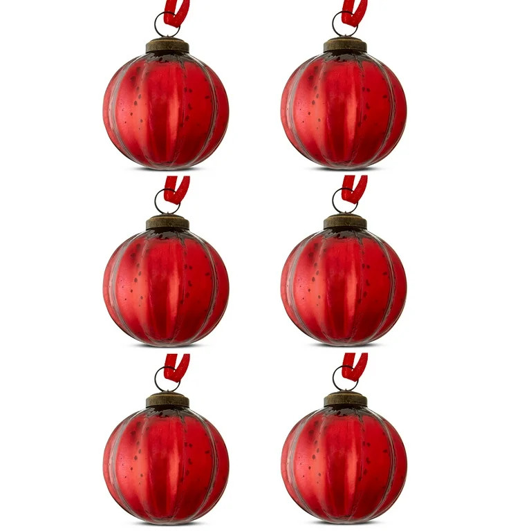 Red Glass Ball Christmas Ornaments, 3 in, 6 Count, by Holiday Time | Walmart (US)