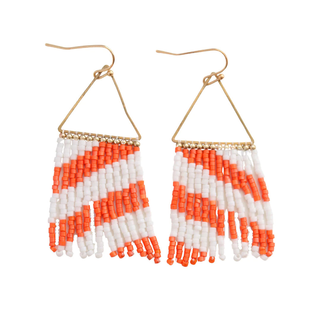 Beaded Dangles - Orange and White | Laura Cox Collection