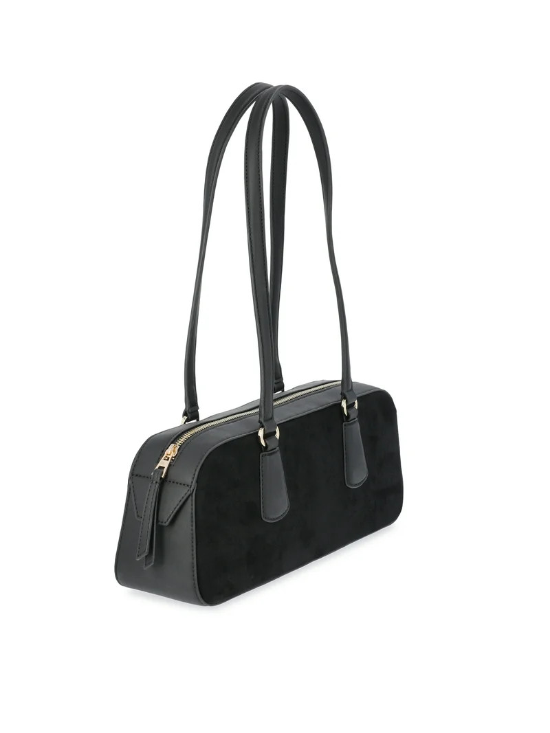 Scoop Women's East West Faux Suede Shoulder Bag, Black | Walmart (US)