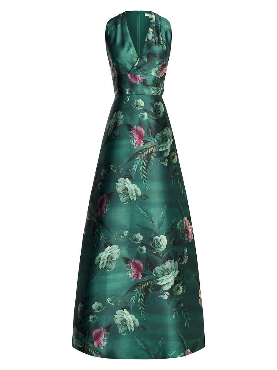 Women's Rosalind Floral Print Gown - Light Emerald - Size 14 | Saks Fifth Avenue