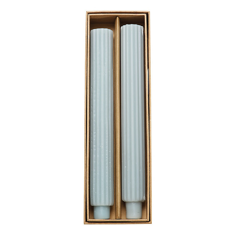 Set of 2 Fluted Taper Candles - Dusty Blue - Ballard Designs | Ballard Designs, Inc.