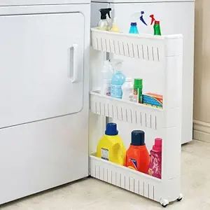 Modern Home Narrow Sliding Storage Organizer Rack - Laundry/Bathroom/Kitchen Portable Storage She... | Amazon (US)