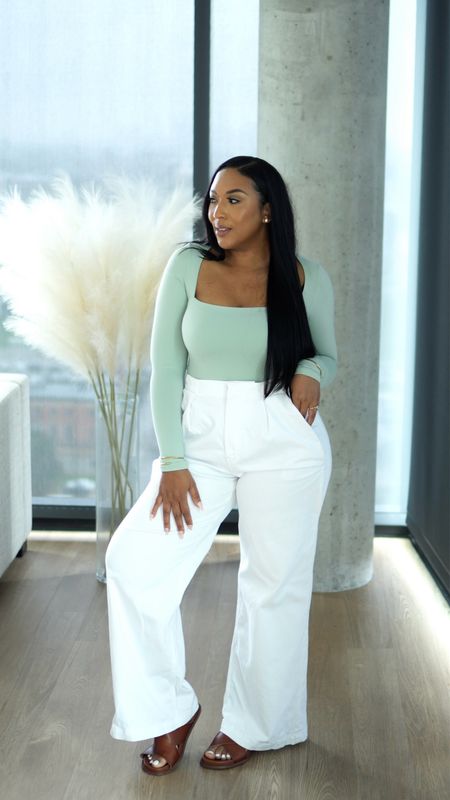 Pair white denim with a spring colored bodysuit to make an easy spring outfit. 
Bodysuit: Size M
Pants: Size 10
Sandals: Size 8

#LTKmidsize #LTKover40 #LTKstyletip