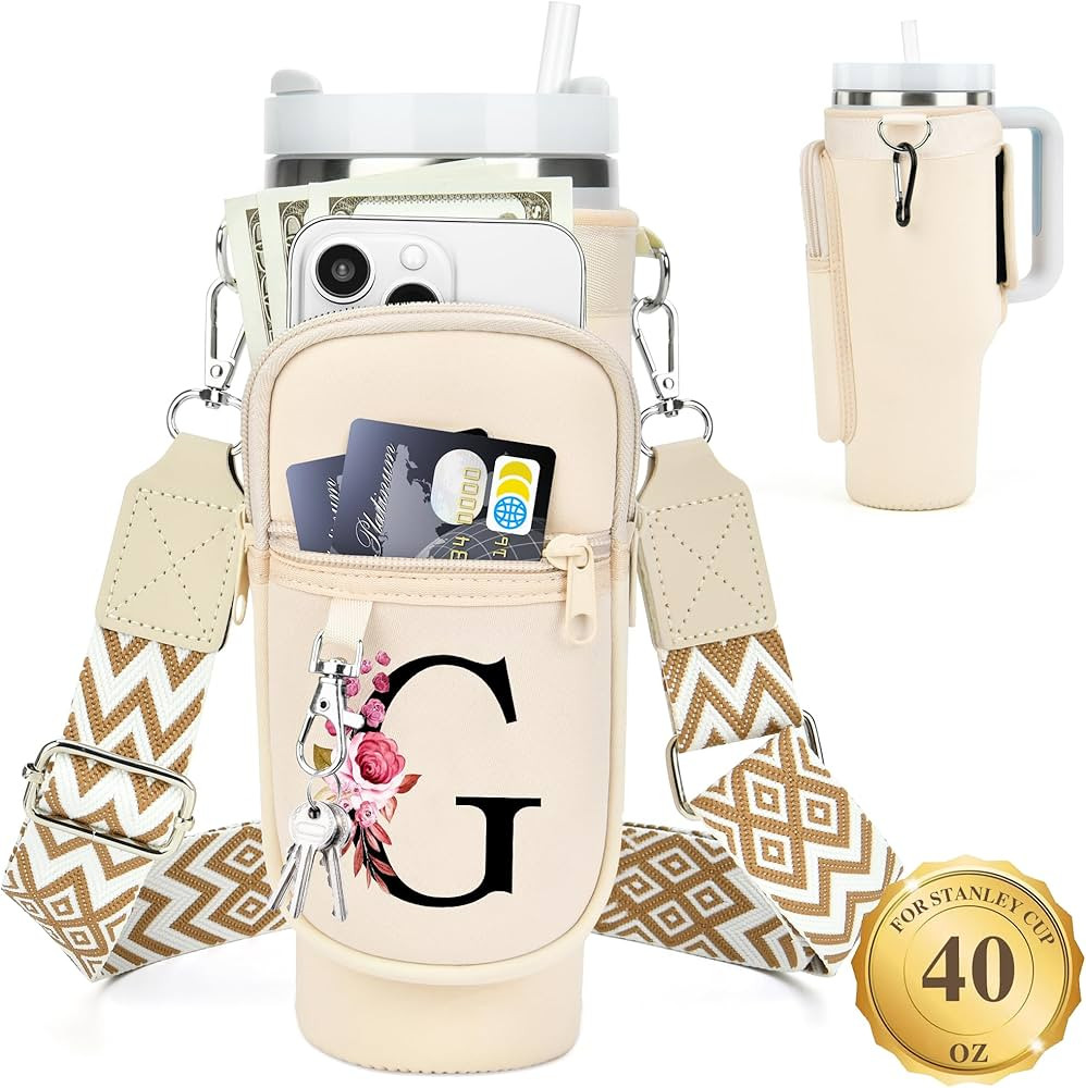 Initial Water Bottle Holder with Strap for Stanley 40 oz Tumbler, Gift for Mother's Day, Women's ... | Amazon (US)
