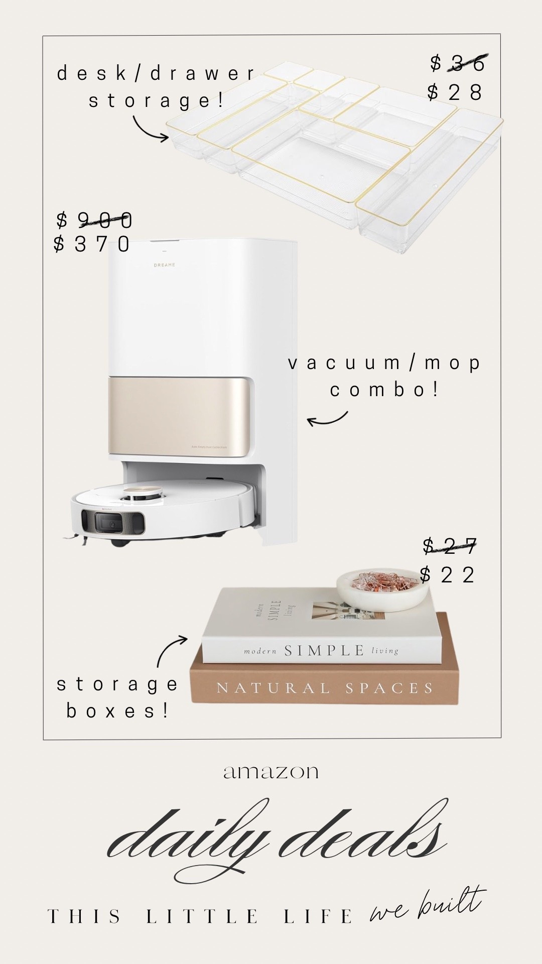 Amazon daily deals! 


Vacuum/mop, storage boxes, decorative books, desk drawer storage, home finds, affordable home

#LTKHoliday #LTKSaleAlert #LTKHome