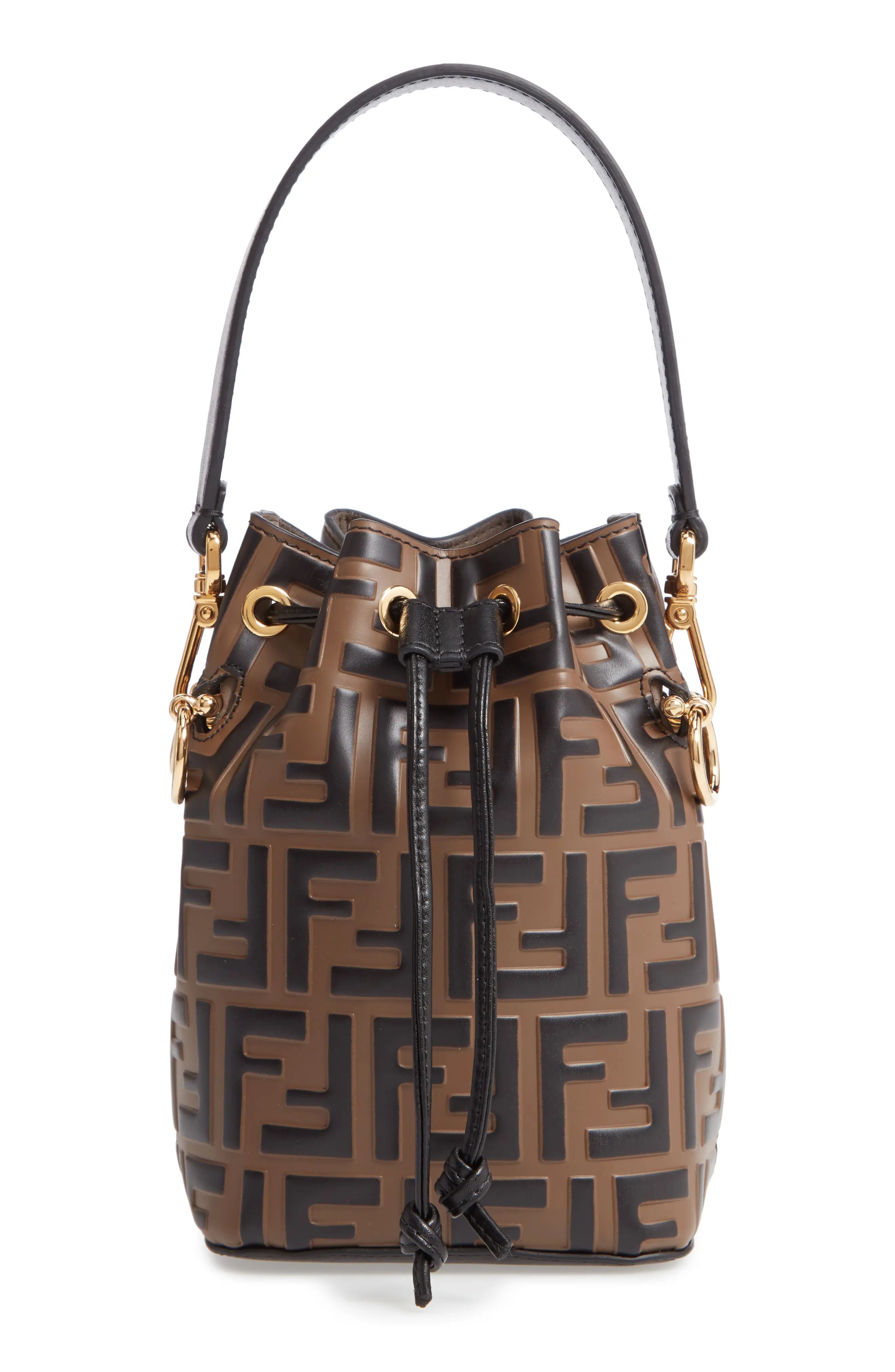 Fendi Mini Mon Tresor Logo Calfskin Leather Bucket Bag - | Nordstrom